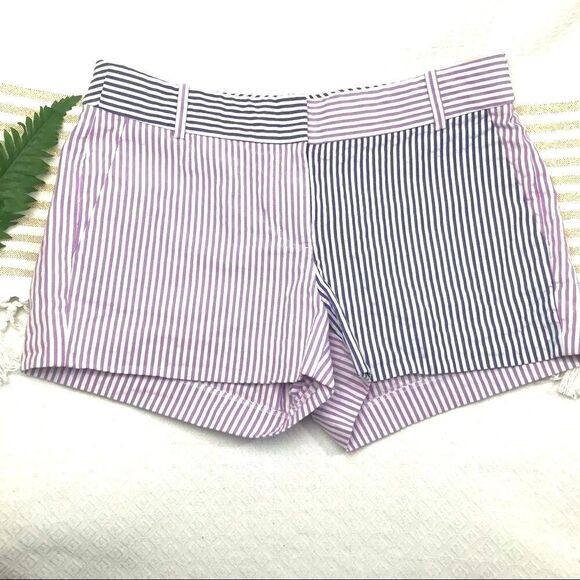 J. Crew Navy and Purple Contrast Pinstripe Shorts - Picture 1 of 9